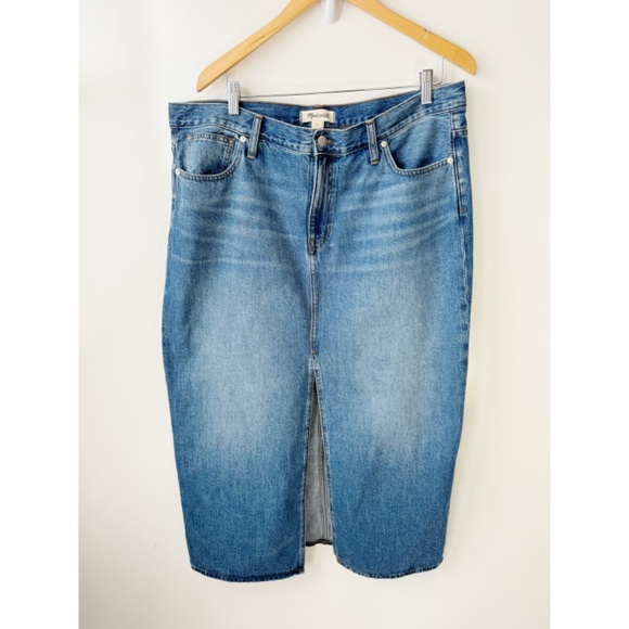 Madewell Denim Mid-Rise Maxi Jean Skirt in Pratt Wash 32 - Picture 2 of 6